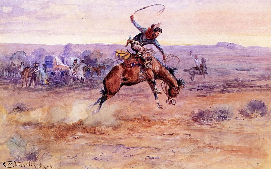 Bucking Bronco - Charles Marion Russell Paintings